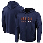 Men's Denver Broncos Majestic Hyper Stack Full Zip Hoodie Navy,baseball caps,new era cap wholesale,wholesale hats